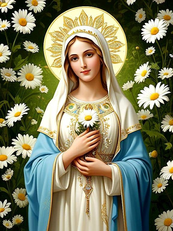 Maria con fiori
