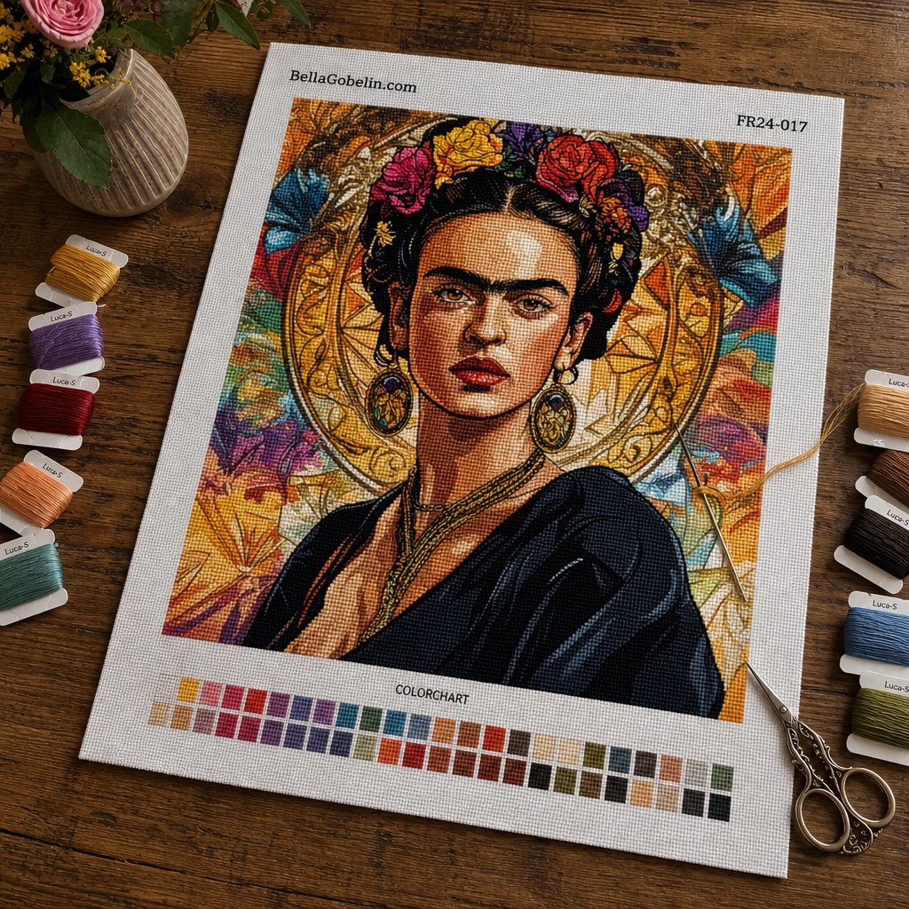 Retrato de Frida Kahlo en el estilo de Alphonse Mucha. – FR24-017