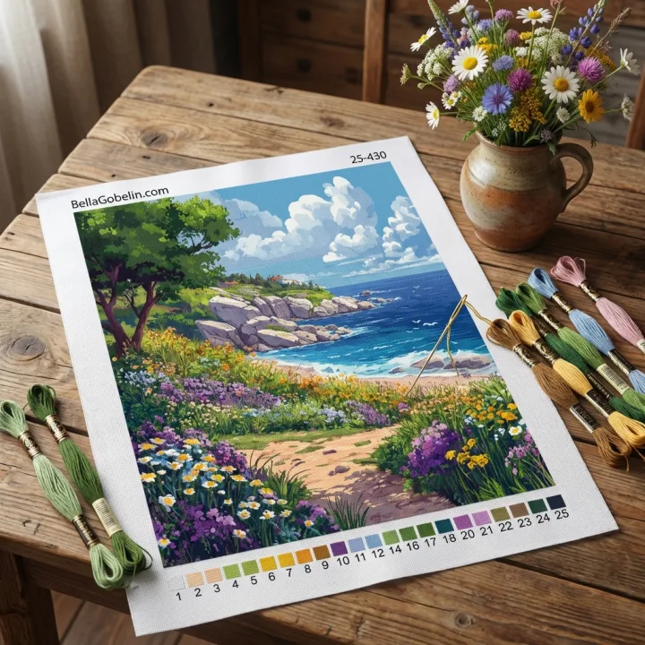 Mare b'għażliet ta' tulipani fil-gobelin-taħraq – 25-430