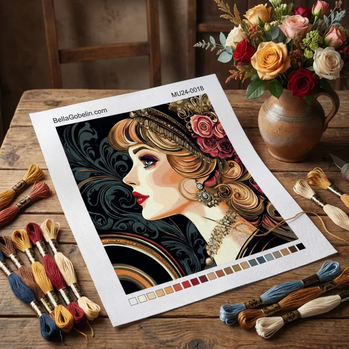 Mucha style: The face of a woman