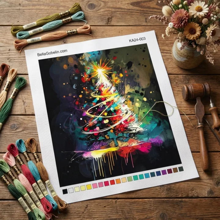 Un dipinto di un albero di Natale