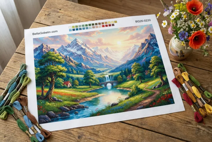 Paysage de montagne avec cascade
