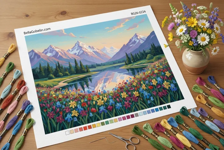 Flowering mountain landscape tapestry – BG26-0224