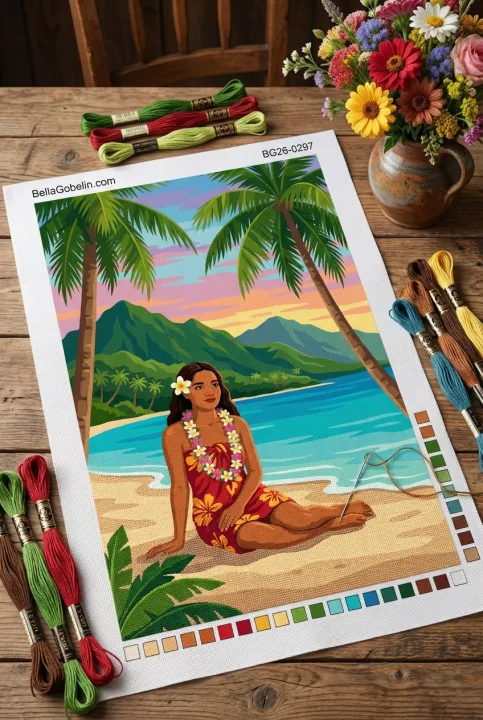 Chica hawaiana en la playa