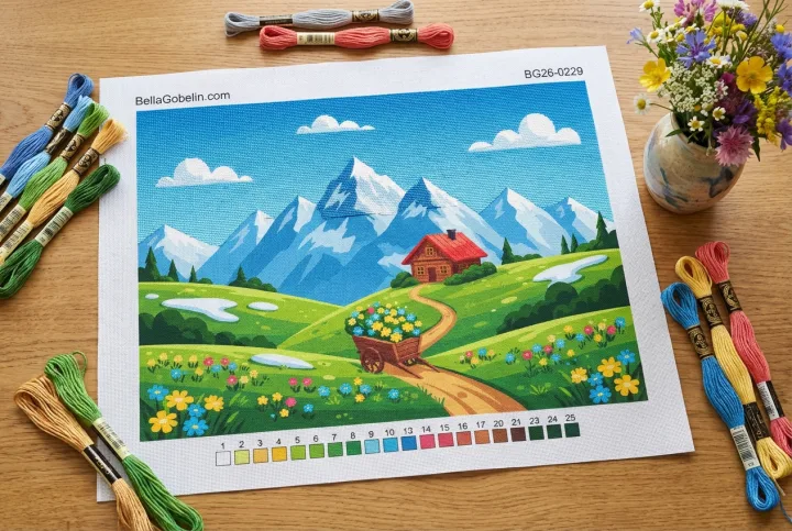 Alpine landscape with flowers – BG26-0229