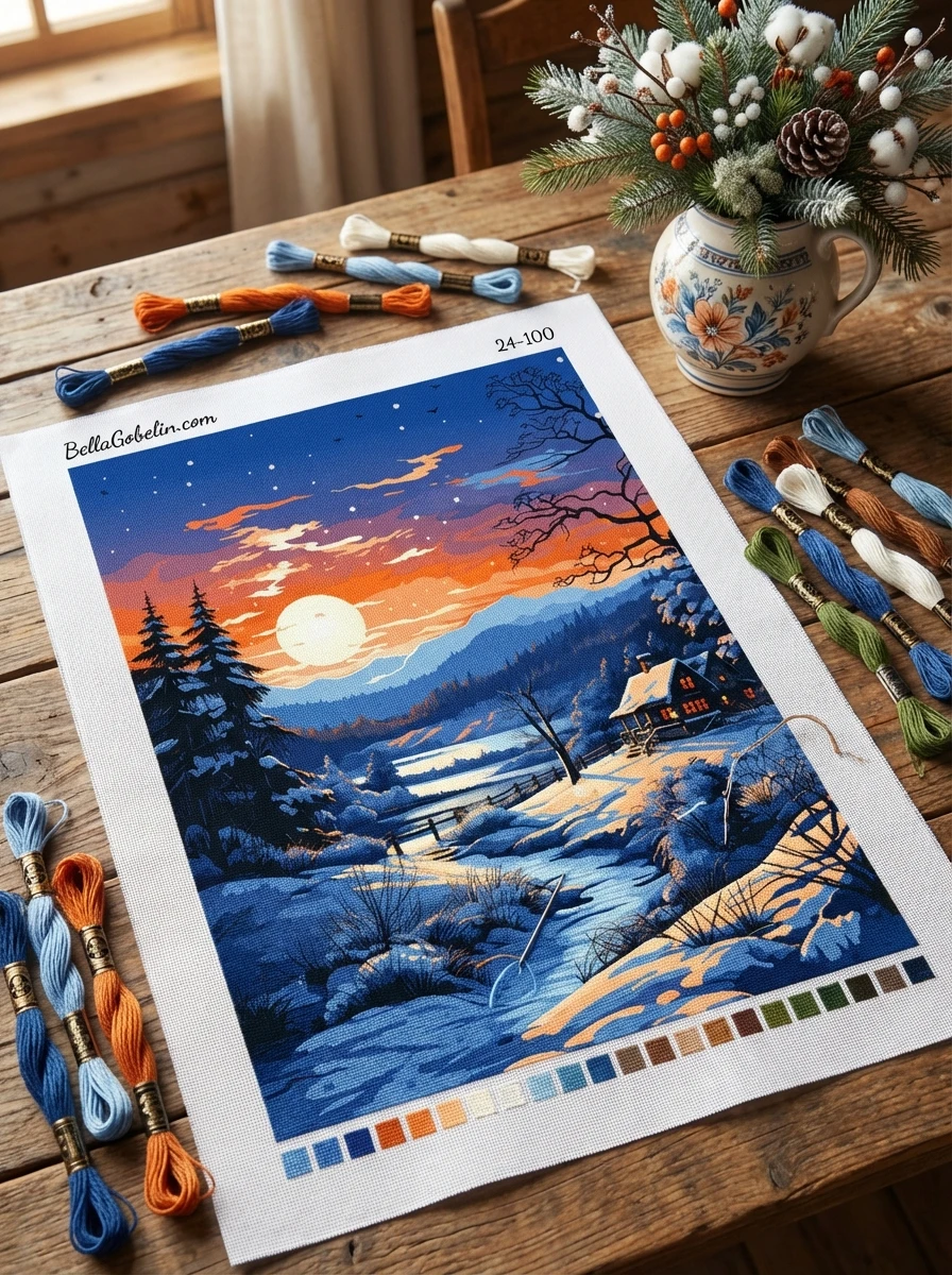 Ambiance hivernale de pleine lune