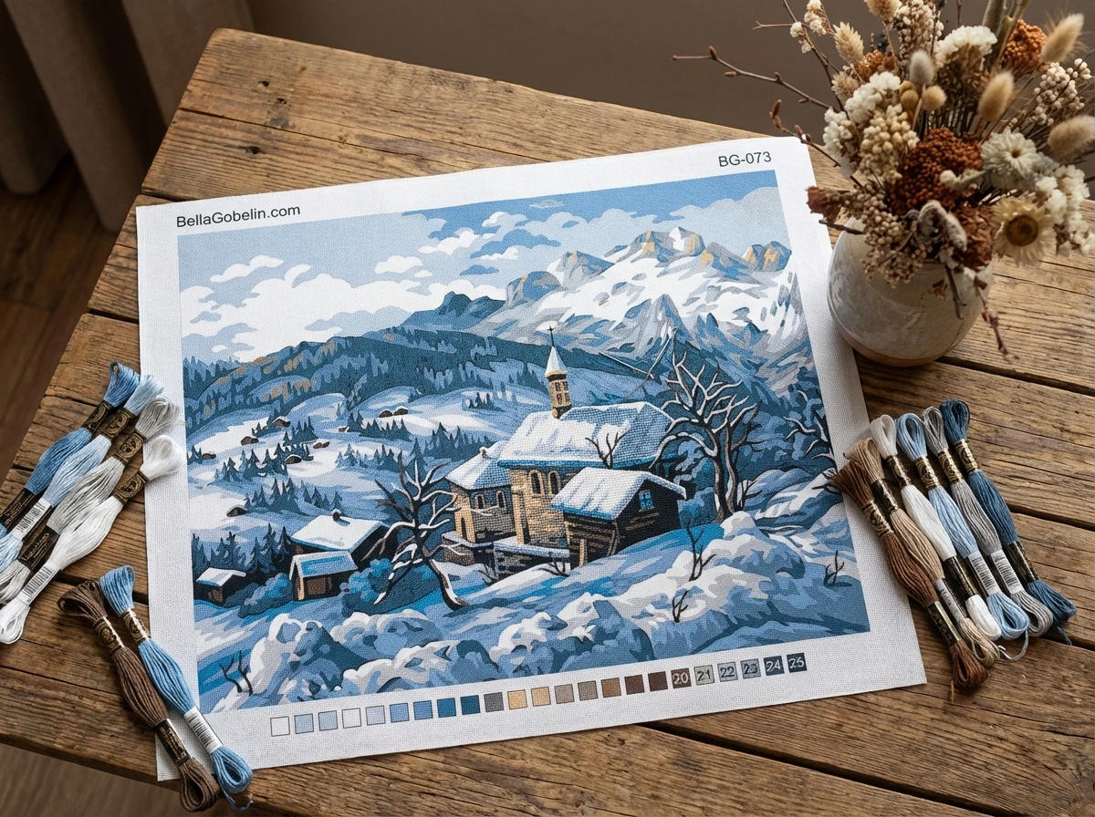 Paysage d'hiver autour du village