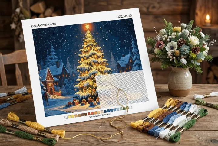 Christmas tree in a winter landscape