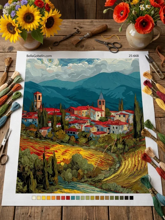 Paesaggio italiano in stile Van Gogh