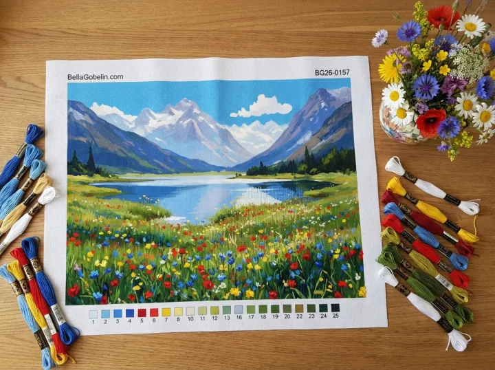 Floral alpine landscape