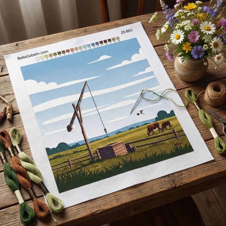 Self-printed needlepoint tapestry
