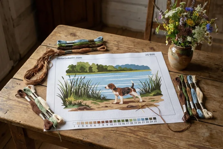 Retratos de cães - Beagle à beira do lago