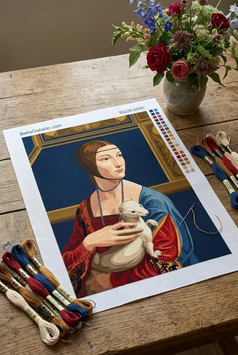 Leonardo da Vinci - Nainen hermeliinillä ristipistotyönä – BG26-0580