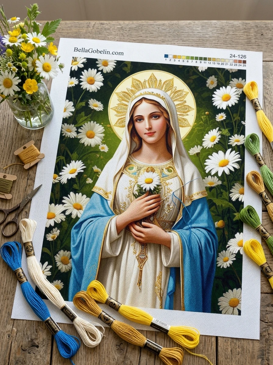 Maria con fiori