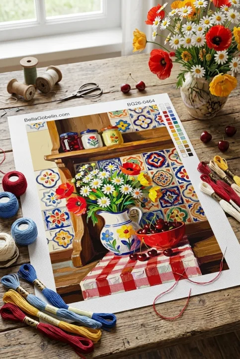 Rustic kitchen still life needlepoint