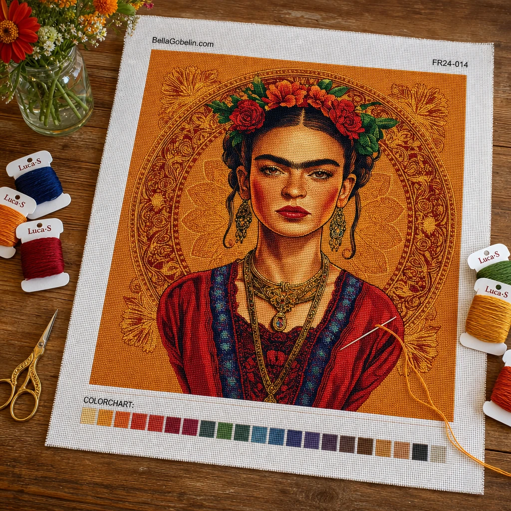 Retrato de Frida Kahlo en el estilo de Alphonse Mucha. – FR24-014