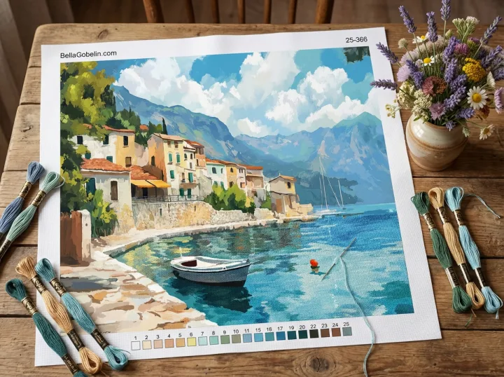 Mediterranean bugt med sejlbåd