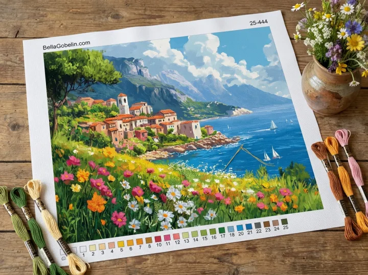 Mediterranean landscape with flowers – 25-444