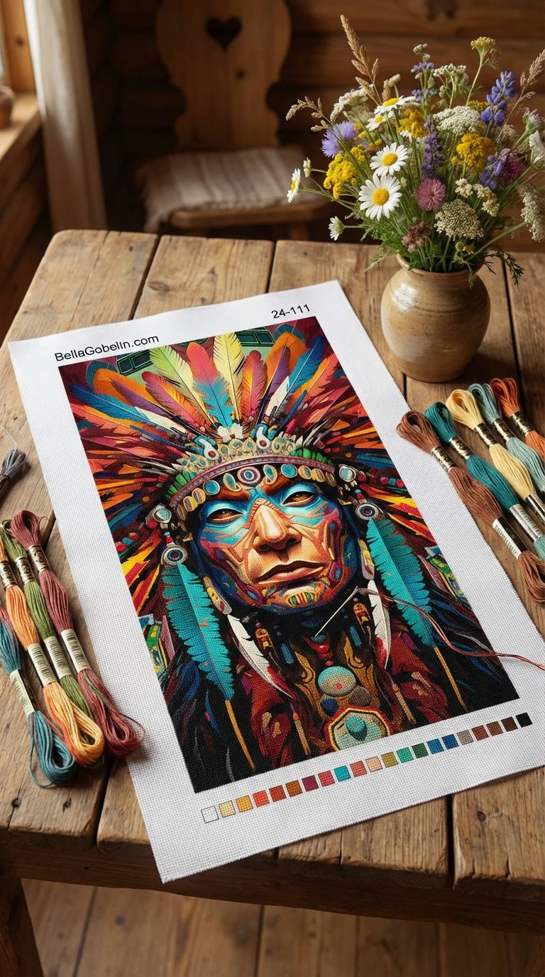 Cabeza india de colores