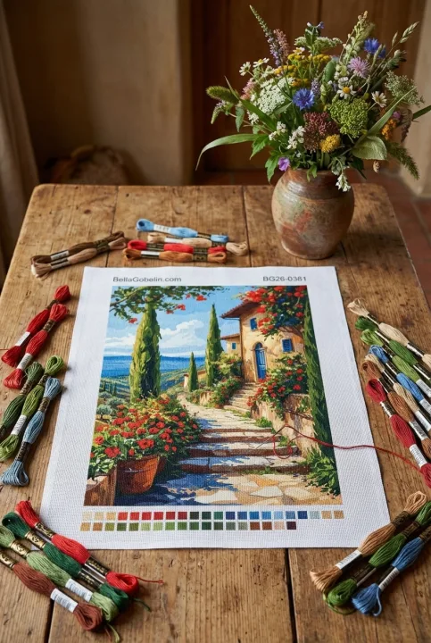 Mediterranean landscape with flowers – BG26-0381