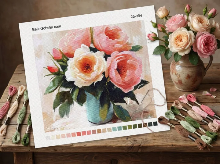 Rozen voor geborduurde gobelins (needlepoint) – 25-394