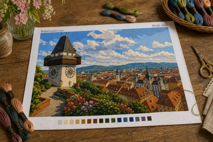 Panorama della torre dell'orologio di Graz
