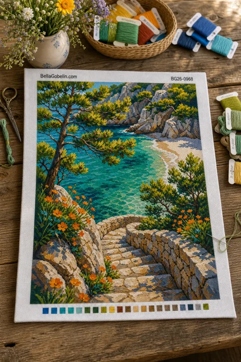 Turquoise bay's flowered path
