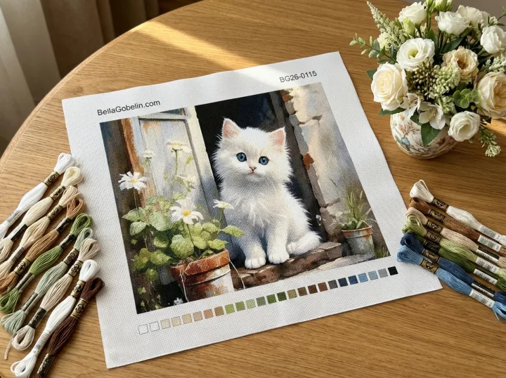 Cat with flowers