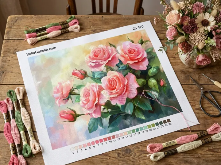 Rozen voor geborduurde gobelins (needlepoint) – 25-470
