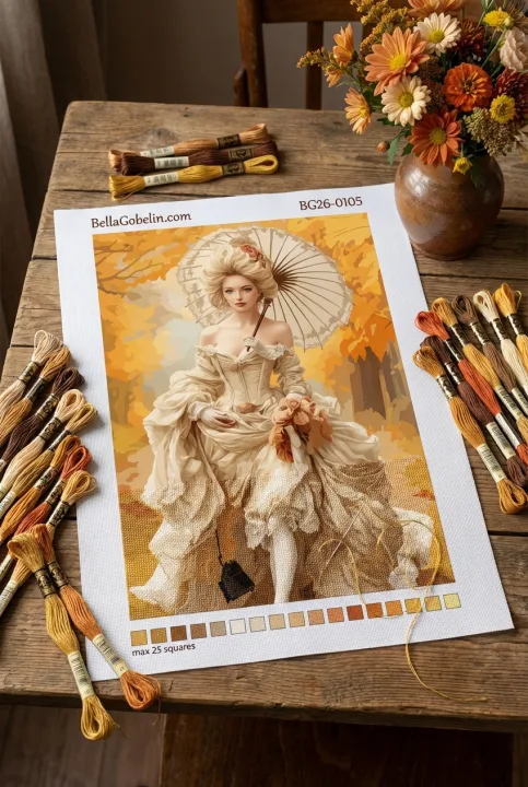 Romantic lady in an autumn landscape