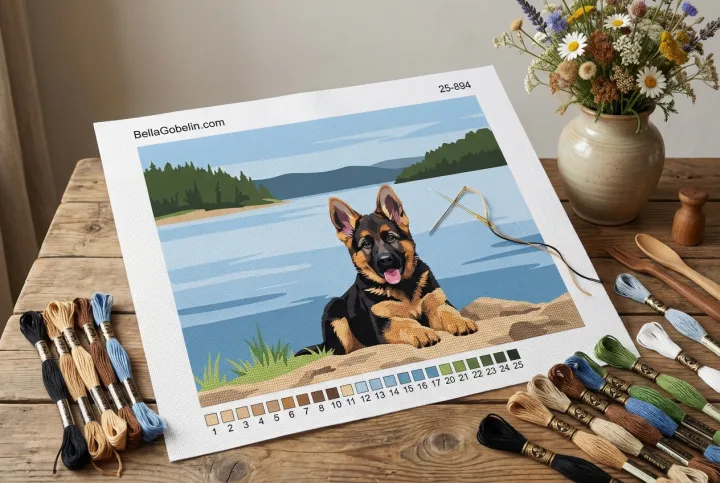 Hondenportret - Duitse dog pup bij het meer – 25-894