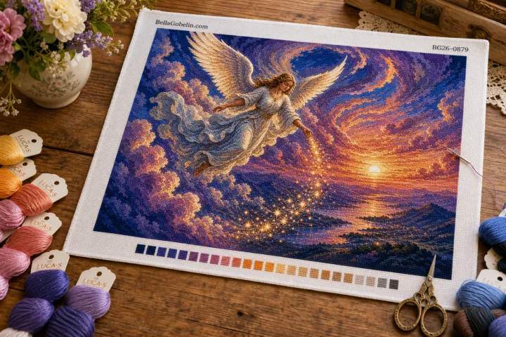 Anjo da guarda ao pôr do sol