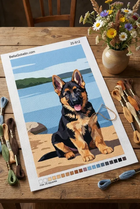 Hondenportret - Duitse dog pup bij het meer – 25-912