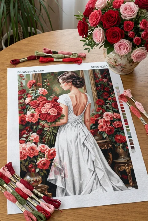 Woman in white dress with roses – BG26-0245