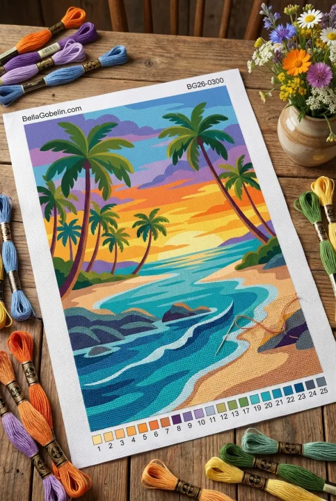 Playa tropical con palmeras – BG26-0300