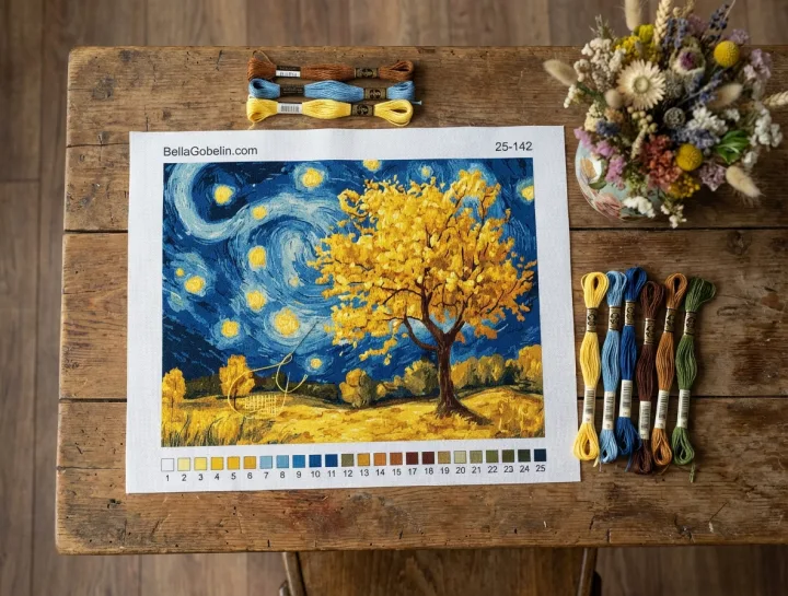 Paesaggio serale in stile Van Gogh