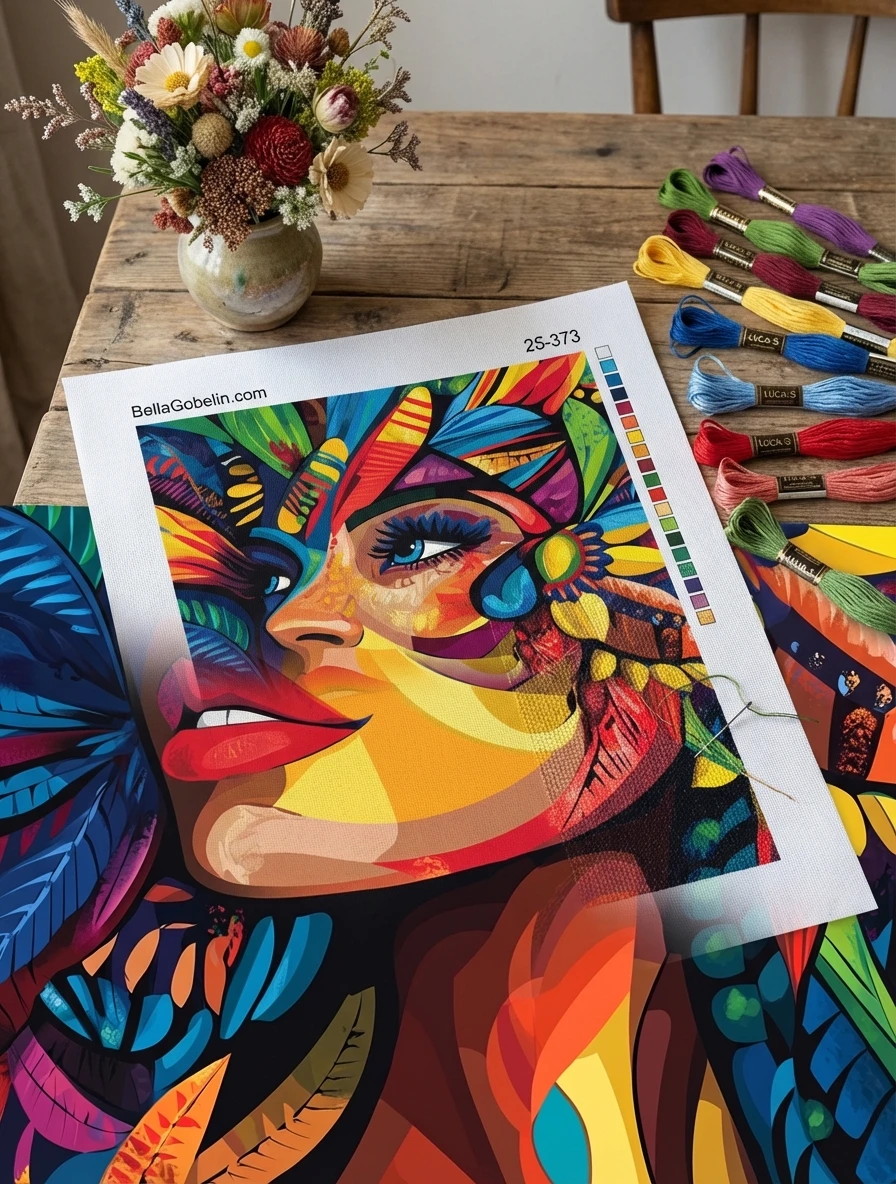 Fille indienne au visage coloré