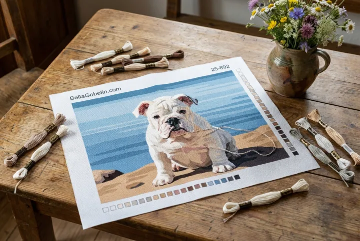 Dog portrait - English Bulldog by the pond – 25-892