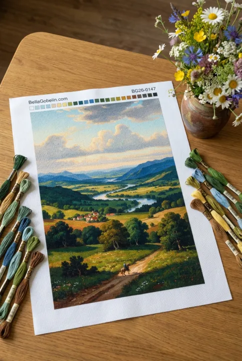 Paesaggio idilliaco con fiume