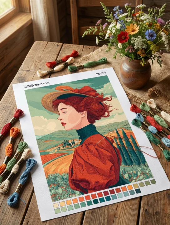 Tuscany Lady Portrait (embroidery canvas)