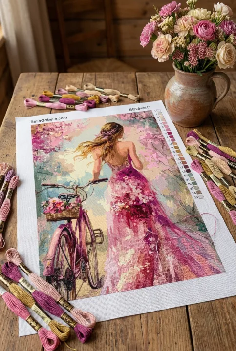 Vestido de flores con bicicleta