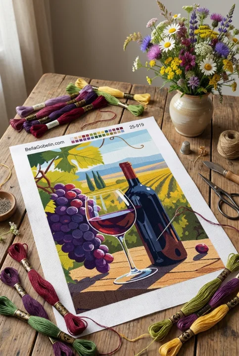Τοπίο Τοσκάνης με κέντημα σε τάπερτερι ή Needlepoint