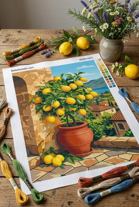 Siġra tal-lumi fuq terrazzin Mediterranju