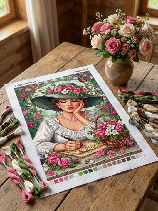 The lady with roses