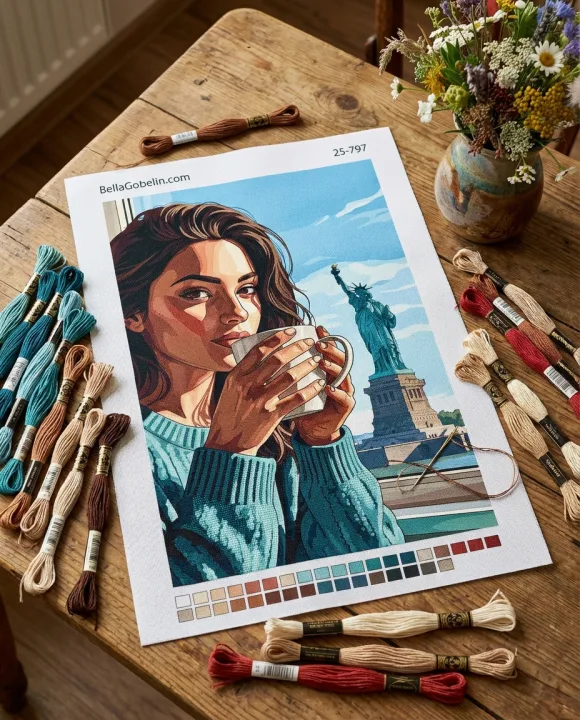 Coffee portrait at the Statue of Liberty
