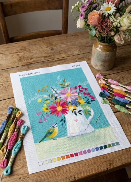 Bouquet de fleurs dans un seau