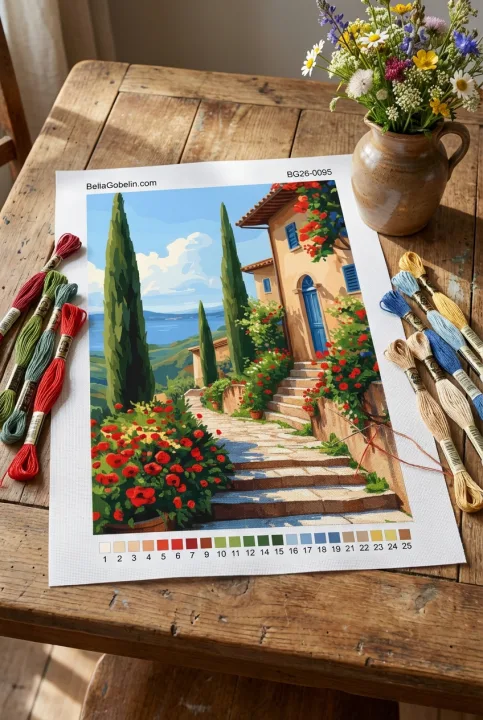 Mediterranean landscape with flowers – BG26-0095