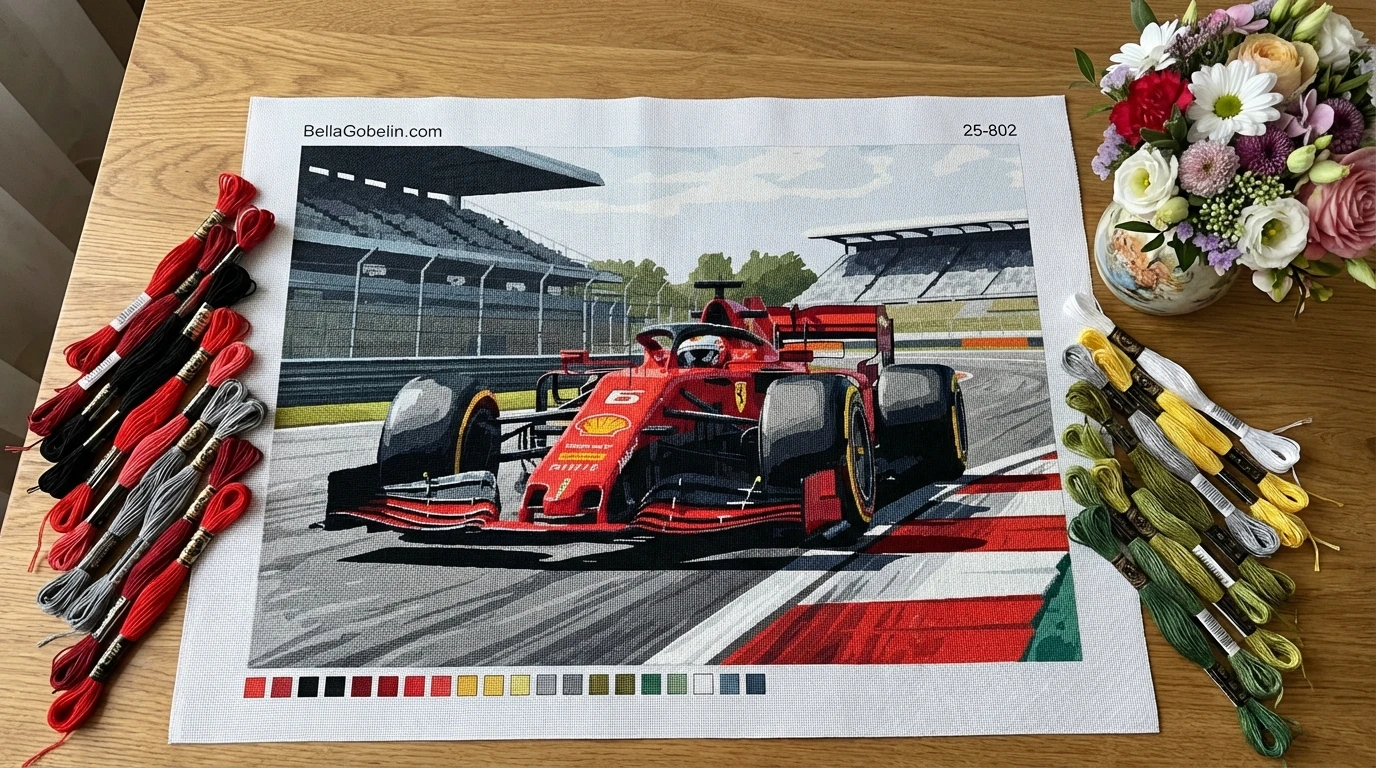 F1 Ferrari tela de tapeçaria a ponto de cruz