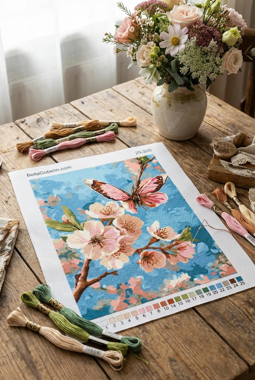Fioritura con farfalla