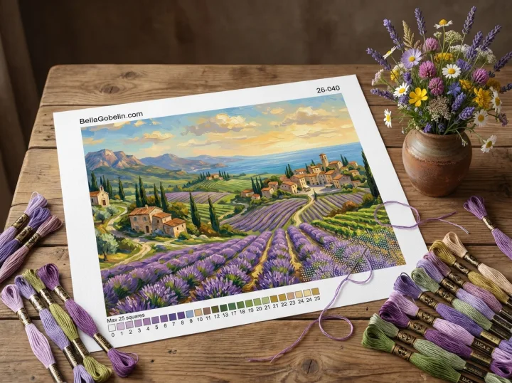 Raħal tal-Toskana bl-inbid ta' lavanda